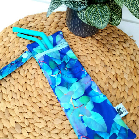 Reusable Waterproof Zip Bag, Cutlery/Straw - Leaves