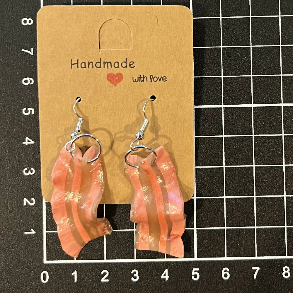2 pairs earrings Bacon and Croissants breakfast combo