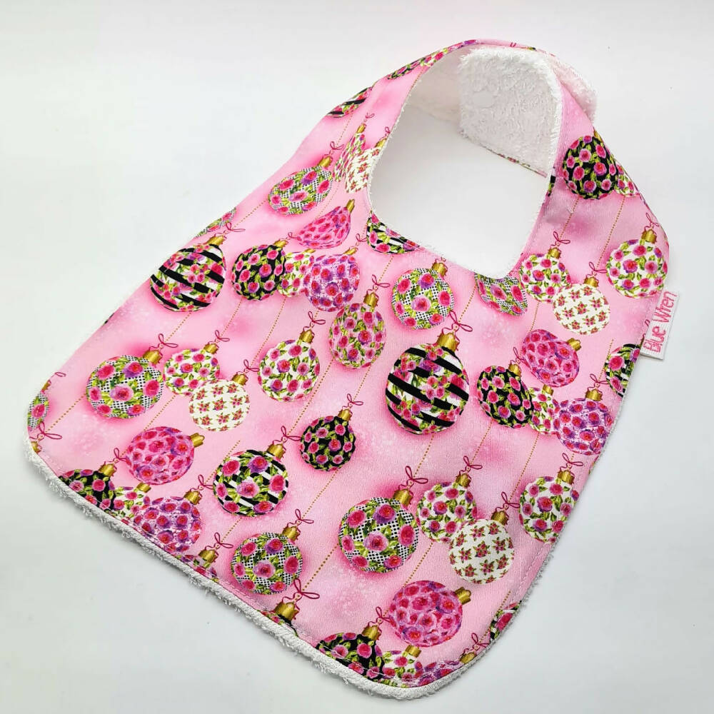 Christmas Baby Bib Christmas Baubles