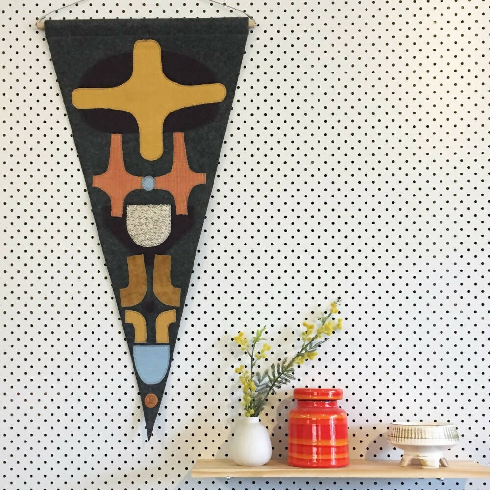 Modern felt wall hanging -fabric pennant 3
