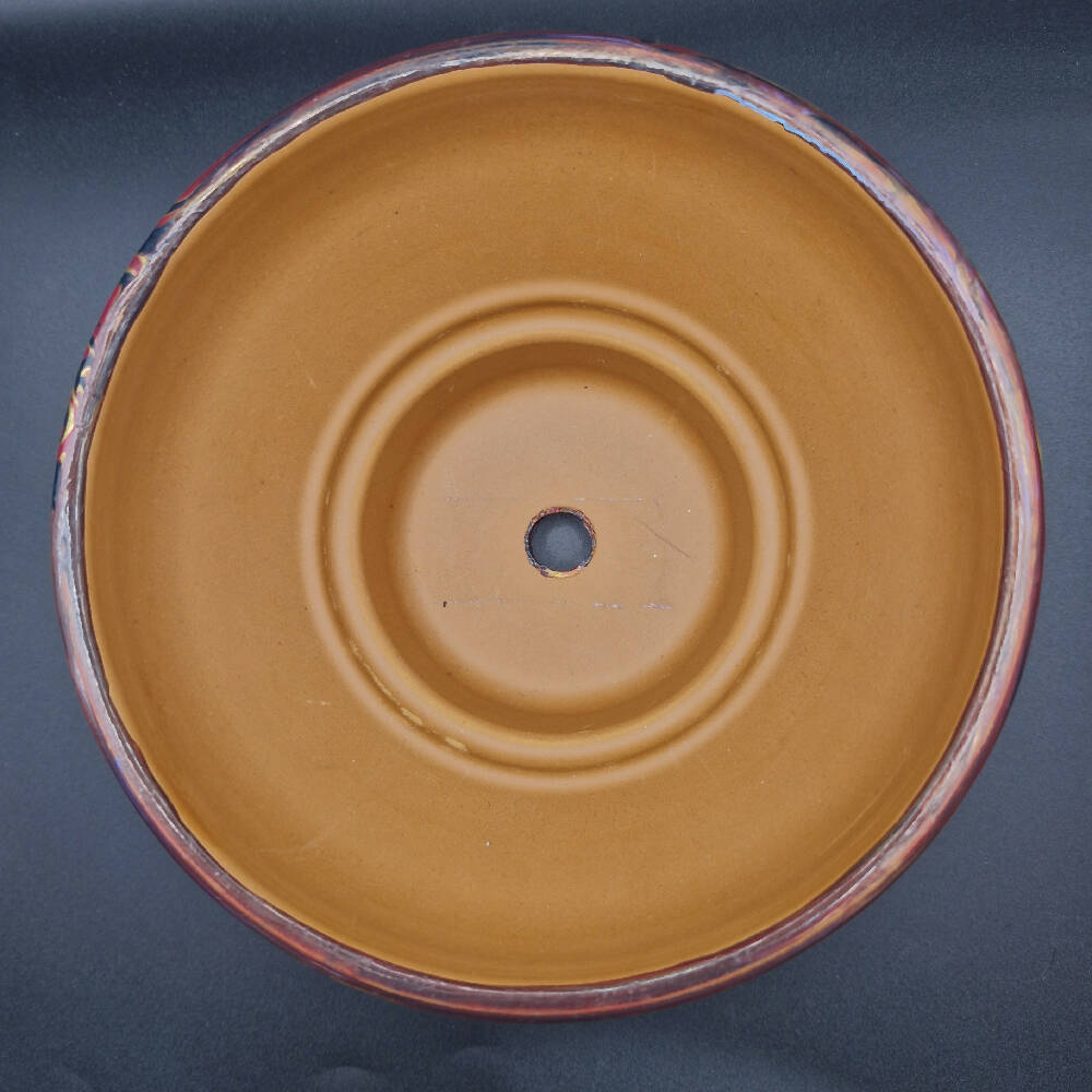 Magenta Acrylic Poured Florentine Terracotta Pot