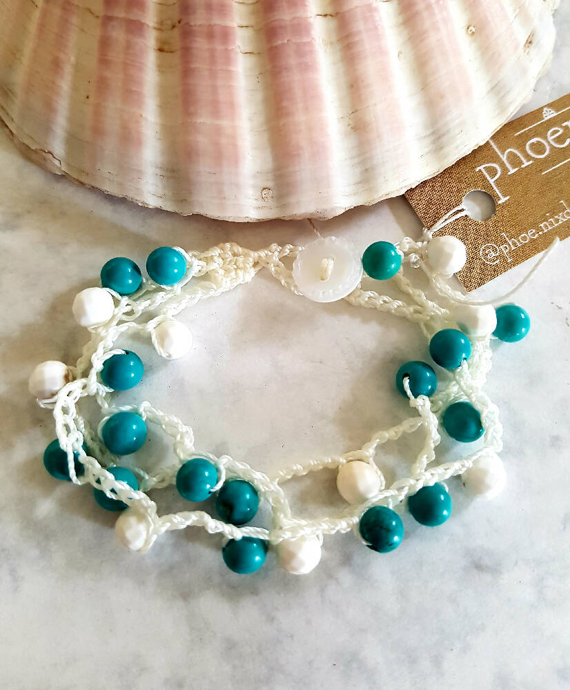 Crystal Bracelet - Magnesite and Turquoise 3 Strand