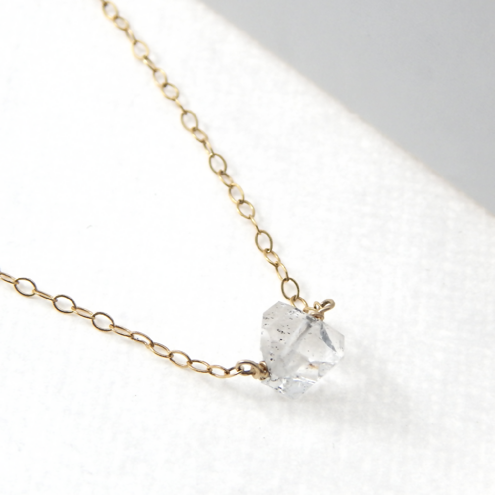 Herkimer Diamond Necklace, April Birthday Gift, Raw Crystal Necklace